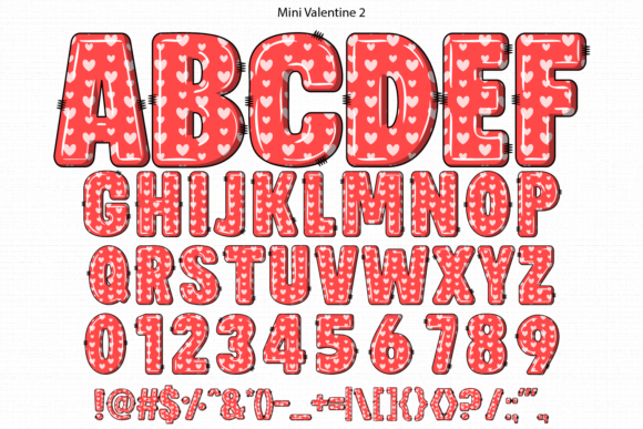 Mini Valentine Font PNG with transparent background - Preview 3