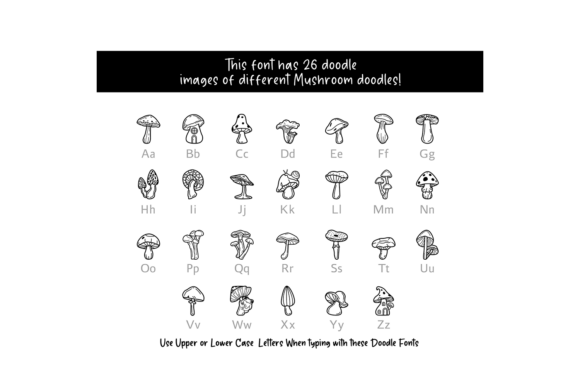 Mushroom Doodle Font PNG with transparent background - Preview 1