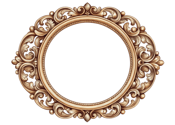 PNG Oval Vintage Picture Frame Set