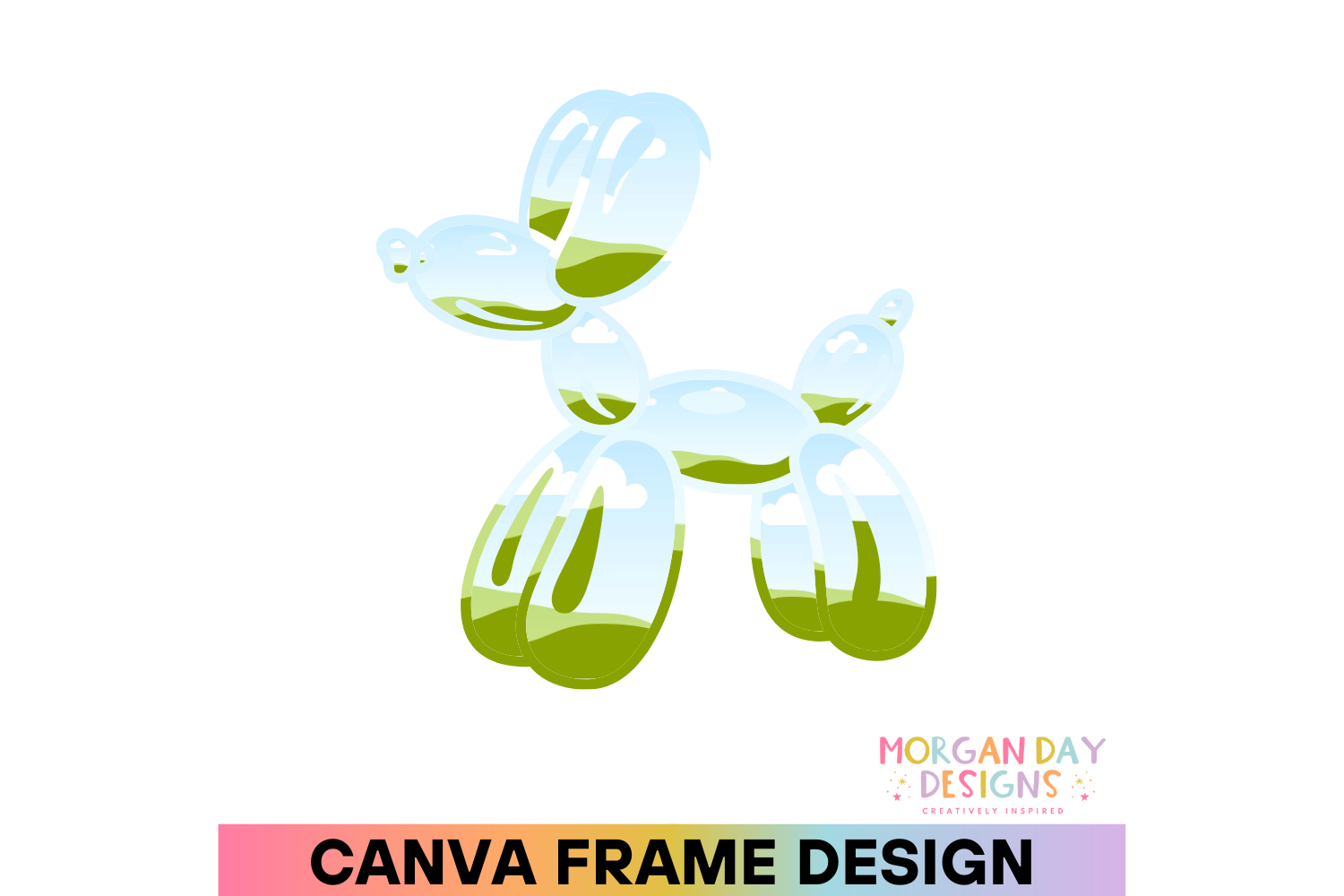 Preppy Balloon Dog Canva Frame