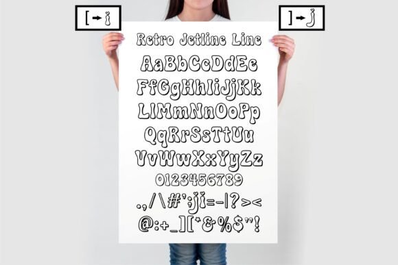 Retro Jetline Line Font PNG with transparent background - Preview 1