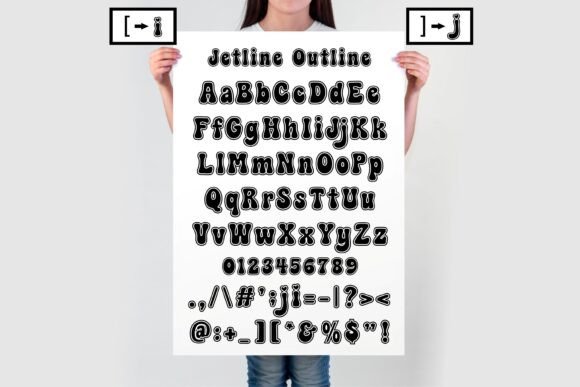 Retro Jetline Outline Font PNG with transparent background - Preview 1