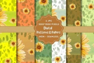 Sunflower Watercolor Digital Papers Graphic by the Design Store ...