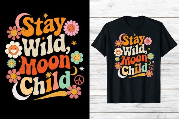 70s Retro T-shirt Stay Wild Groovy Eps
