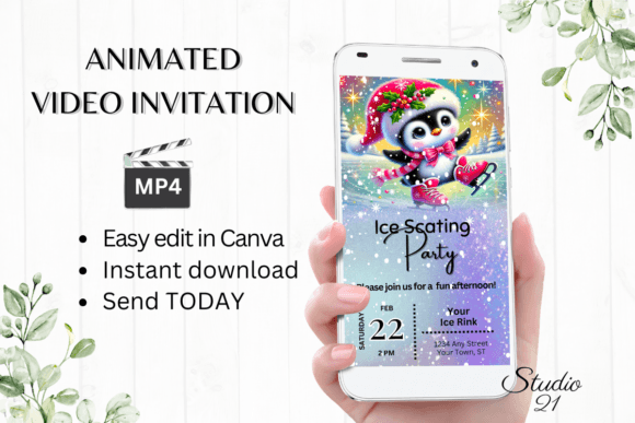 Child Ice Scating Party Invitation