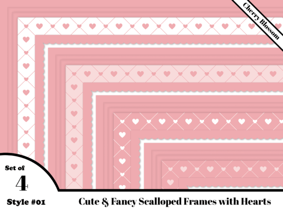 Cute Scalloped Border Frames W/Hearts