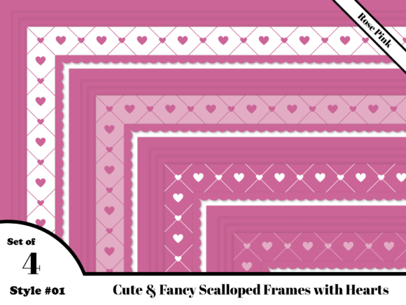 Cute & Fancy Scalloped Frames W/Hearts