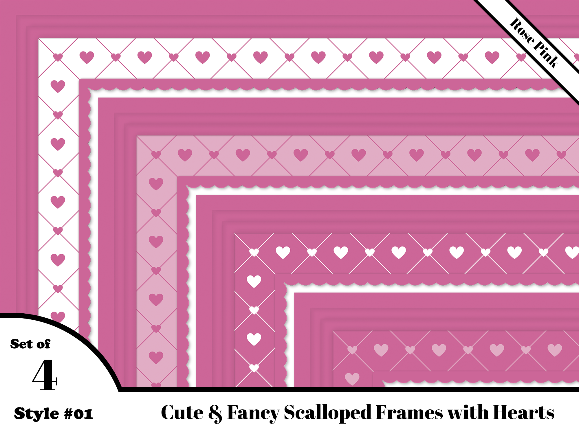 Cute & Fancy Scalloped Frames W/Hearts