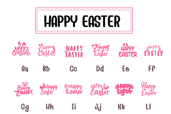 Happy Easter Font PNG with transparent background - Preview 1