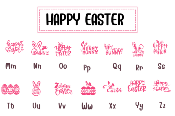 Happy Easter Font PNG with transparent background - Preview 2