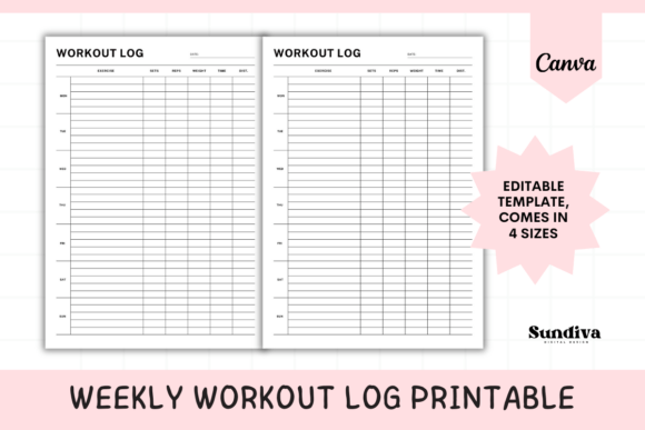 Weekly Workout Log Tracker Template