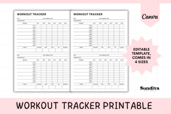 Workout Tracker Editable Canva Template