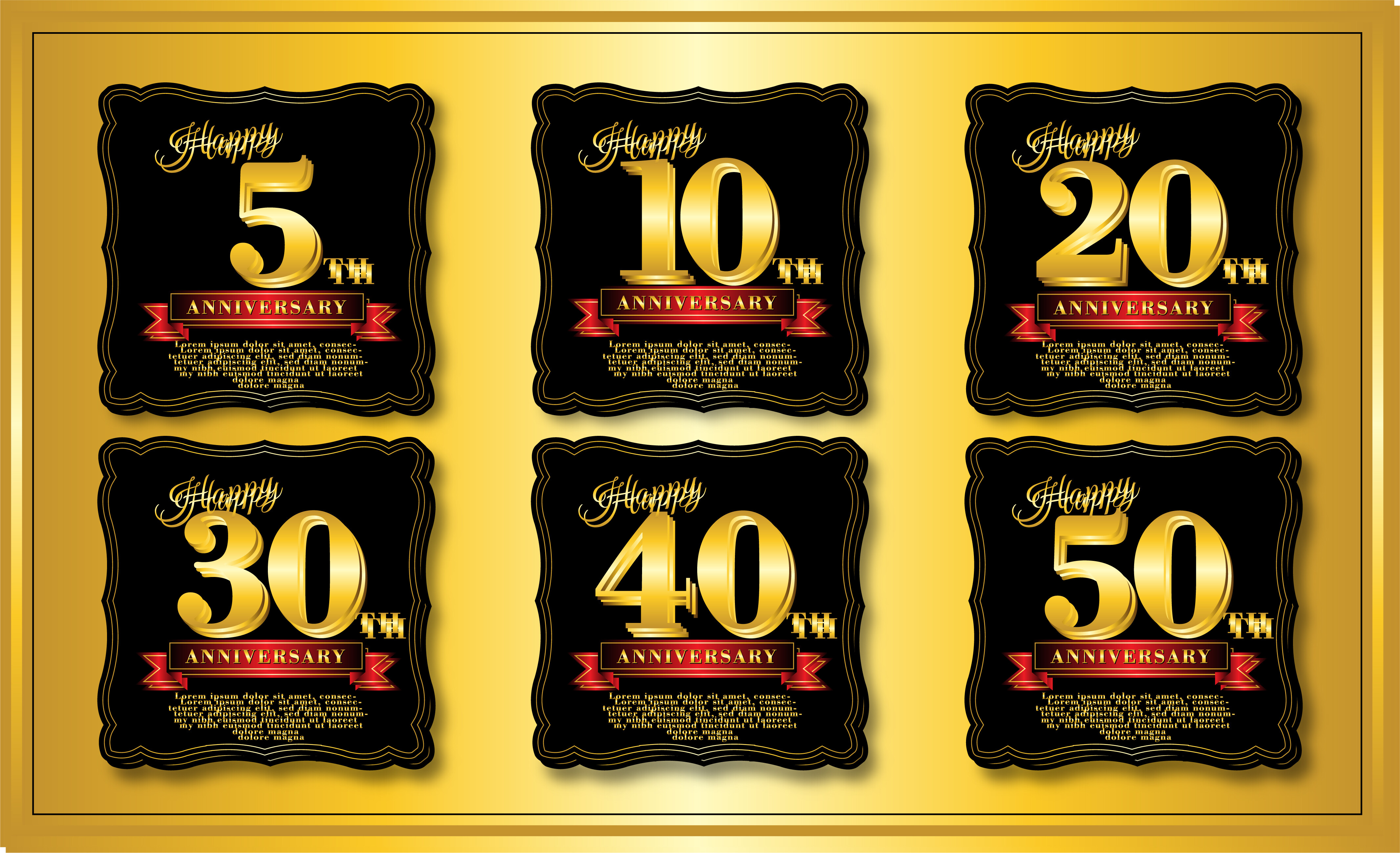 Black Gold Set Anniversary Celebration Graphic by zie project ...