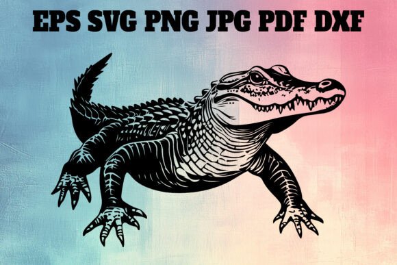 Alligator Animal Silhouette Clipart Graphic Illustrations By N-paTTerN