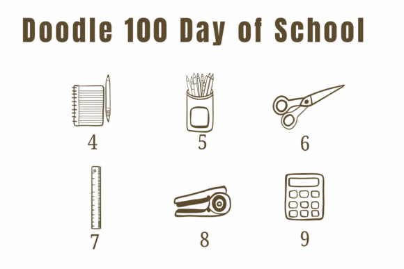 Doodle 100 Day of School Font PNG with transparent background - Preview 3