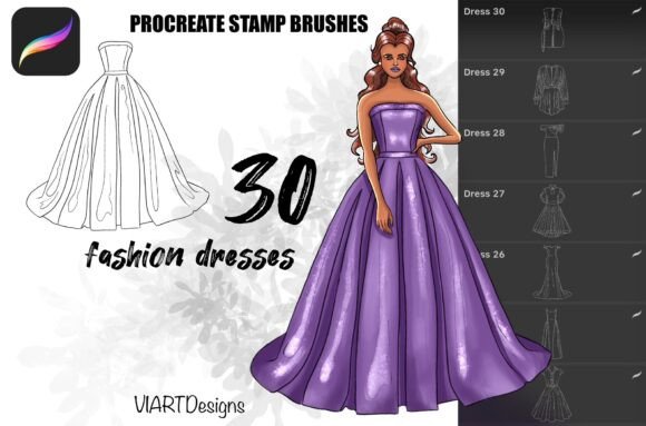 Fashion Dresses Stamps for Procreate