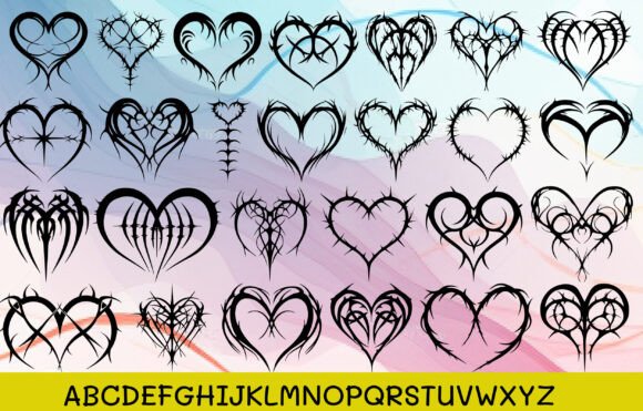 Love Heart Thorns Arctic Font PNG with transparent background - Preview 1