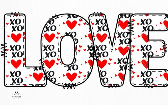 Love Valentine's Xoxo Font PNG with transparent background - Preview 1