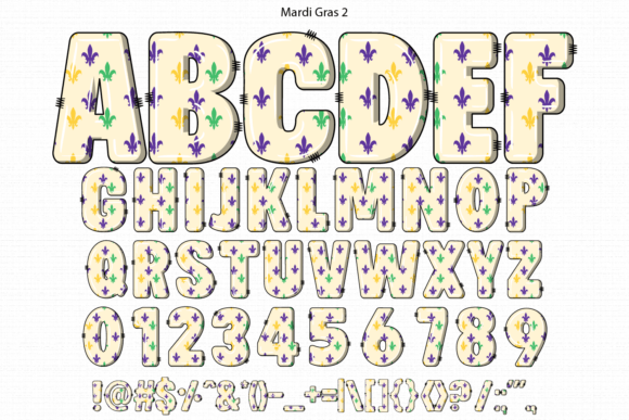 Mardi Gras Font PNG with transparent background - Preview 3