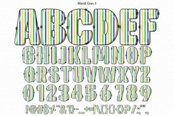 Mardi Gras Font PNG with transparent background - Preview 4