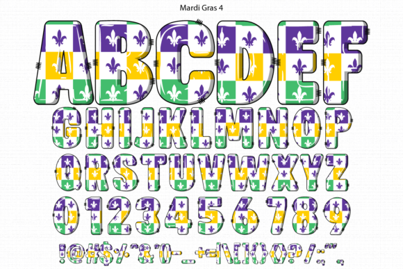 Mardi Gras Font PNG with transparent background - Preview 5