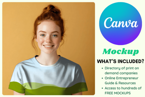 Smiling Freckled Woman Tee Canva Mockup