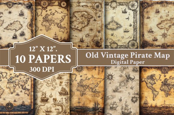Reasure Paper Vintage Pirate Treasure Map Papers Graphic by Art Zone · Creative Fabrica