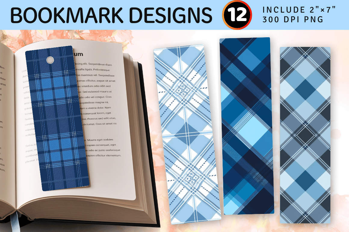 Winter Blue Plaid PNG Bookmark Design Graphic by CraftyCakes · Creative ...