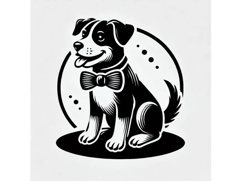 A Playful Dog Wearing a Bow Tie, Sitting