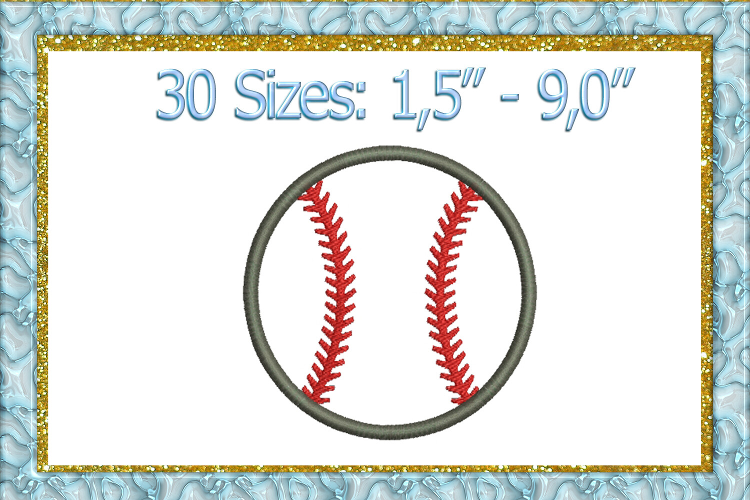 Baseball Applique Embroidery Design