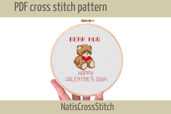 Bear Hug Cross Stitch Love