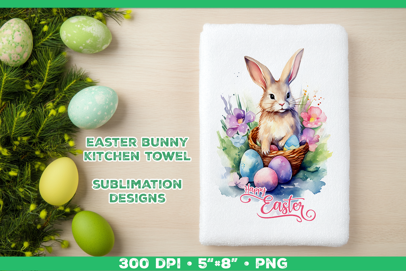 Easter Bunny Towel Sublimation Design Graphic by julimur · Creative Fabrica