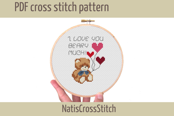I Love You Beary Much Cross Stitch