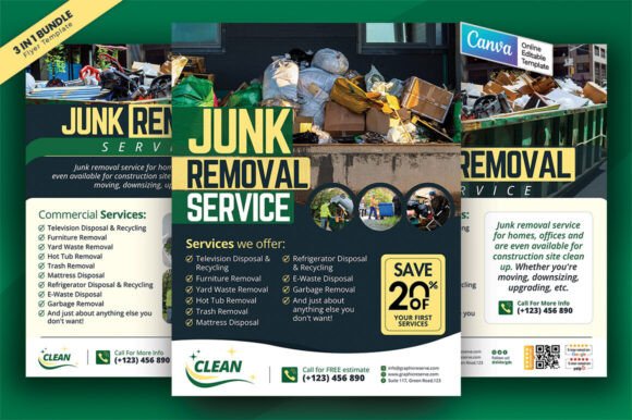 Junk Removal Flyer Bundle Canva Template