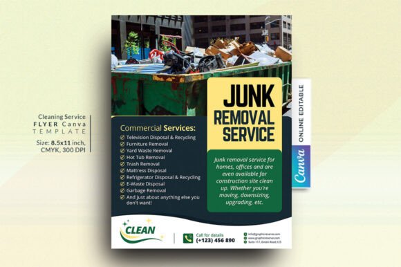 Junk Removal Flyer Design Canva Template