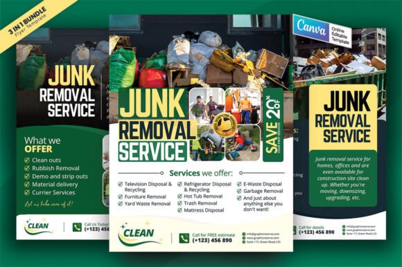 Junk Removal Service Canva Flyer Bundle