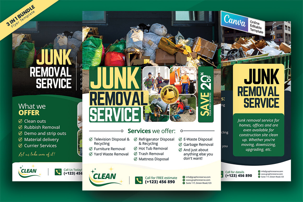 Junk Removal Service Canva Flyer Bundle