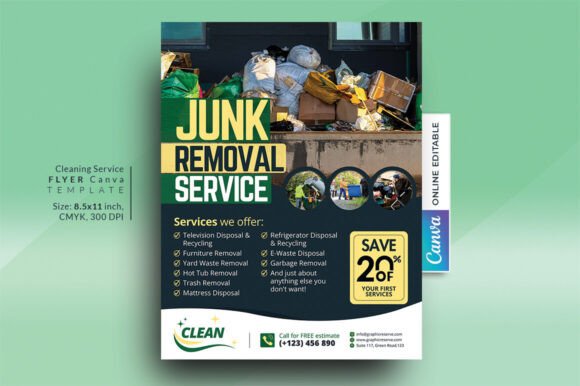Junk Removal Service Canva Flyer Design
