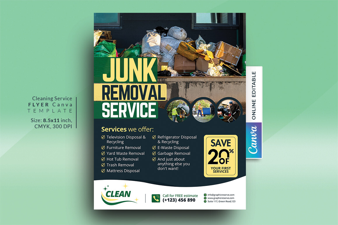 Junk Removal Service Canva Flyer Design