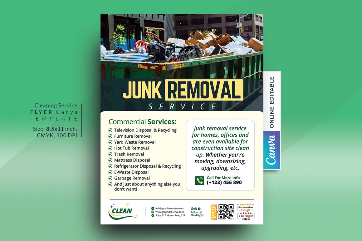 Junk Removing Flyer Canva Template