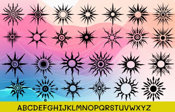 Native American Tribal Sun Font PNG with transparent background - Preview 1