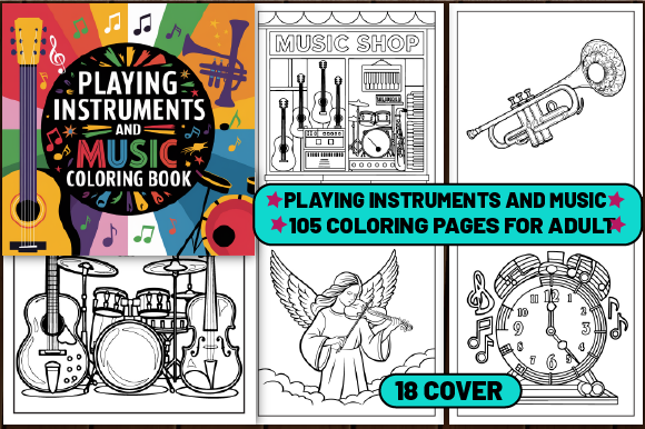 Playing Instrument and Music Color Page