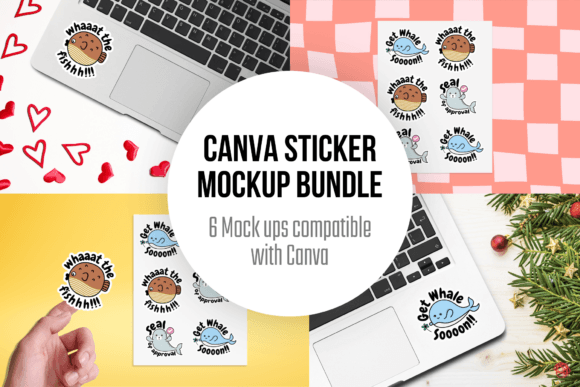 Sticker Mockup | 6 Sticker Mockups Graphic Product Mockups By Pixtordesigns