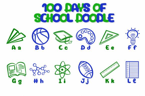 100 Days of School Doodle Font - Preview 1