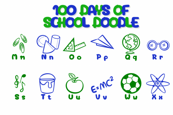 100 Days of School Doodle Font - Preview 2