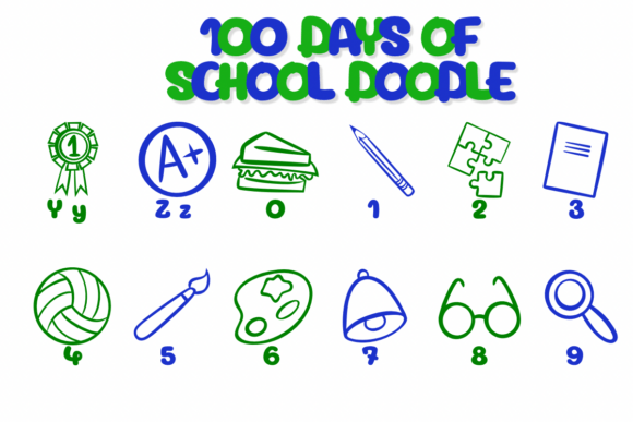 100 Days of School Doodle Font - Preview 3