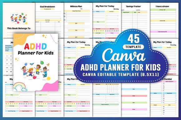 ADHD Planner for Kids Canva KDP