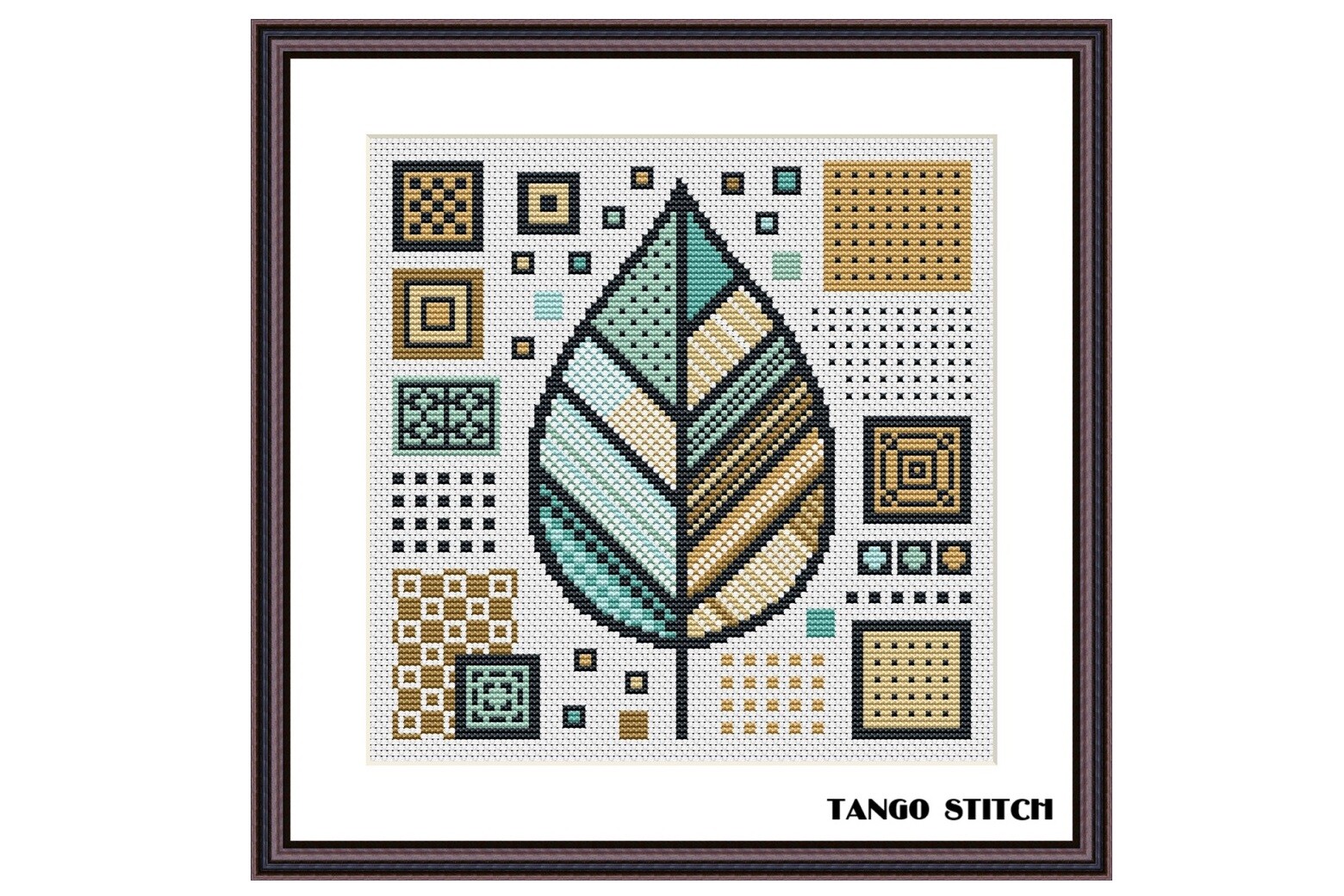 Abstract Autumn Leaf Cross Stitch Design