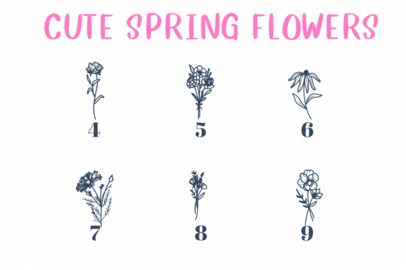 Cute Spring Flowers Font PNG with transparent background - Preview 3