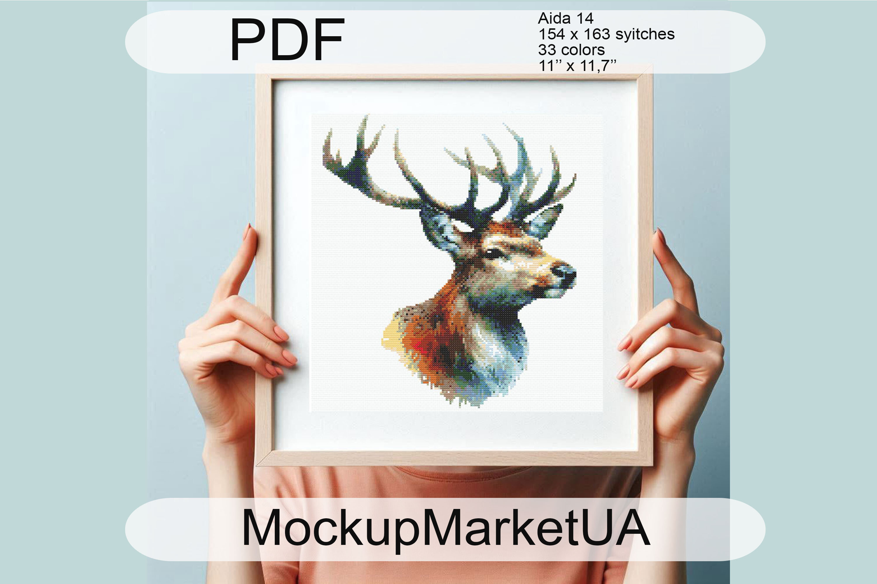 Deer Cross Stitch Pattern PDF Animal Diy